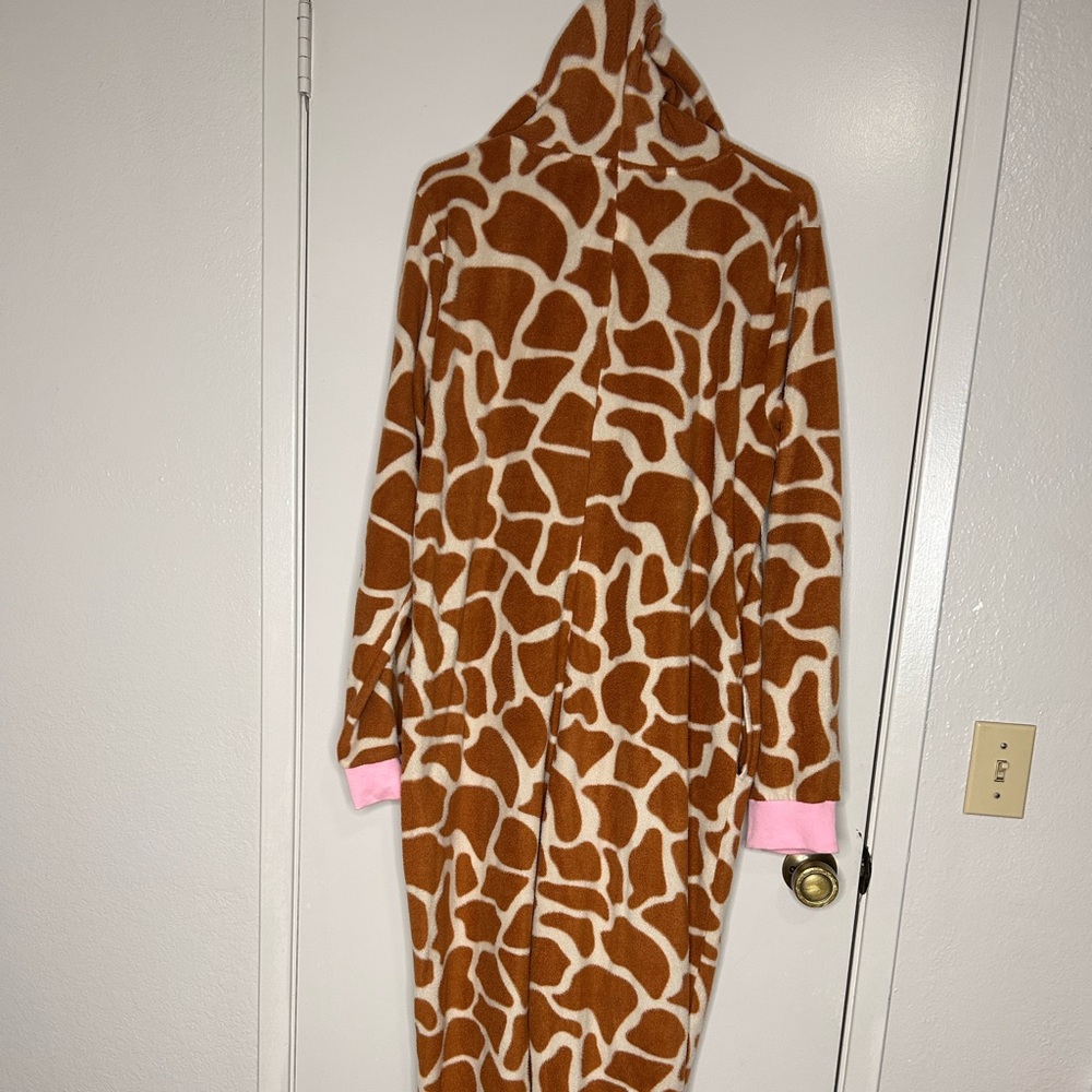 Giraffe Print Onesie with Pink Cuffs